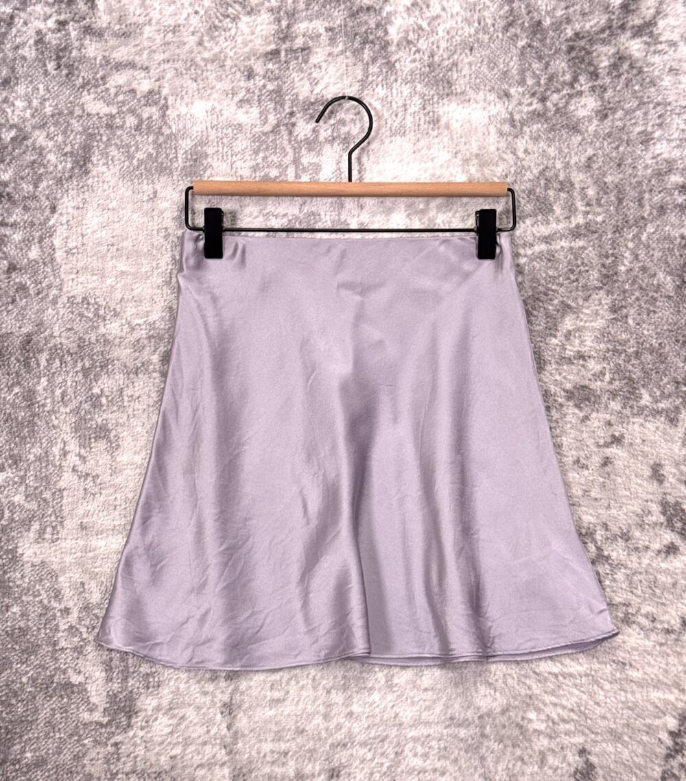 Quince Washable 100% Silk Mini Skirt XS Womens Gray Pull On